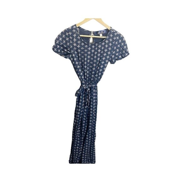 Blue Rain Francescas Jumpsuit Navy Blue Short Sleeved Boho Wide Leg Tie Waist XS - Picture 1 of 5